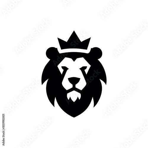 Royal crowned lion head emblem for premium business identity branding On white Background Vector illustration