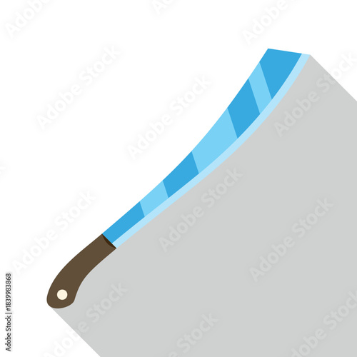 Machete icon with a sharp blade and brown handle, featuring a long shadow