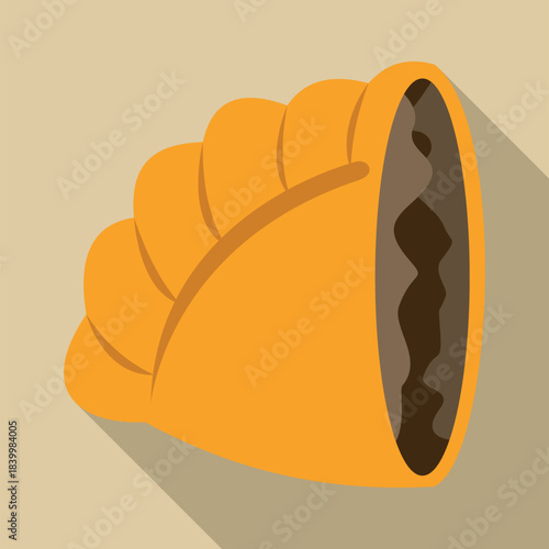 Empanada pastry with filling, showing a flat design icon