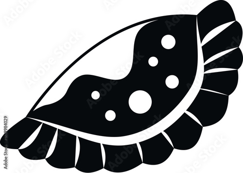 Black and white cheburek icon illustration on a white background