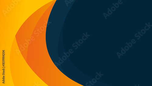 Abstract orange-yellow and dark blue curved background, modern smooth gradient wallpaper, suitable for templates, sale banners, business ads, presentations, websites and pages