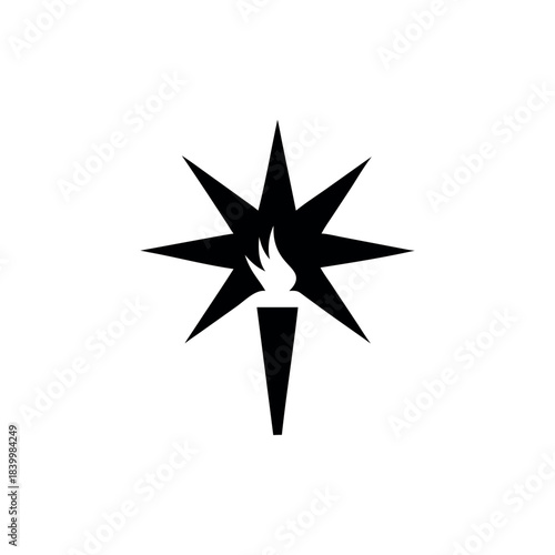 Torch Logo Creating Star Shape with Negative Space for Inspiration Concept On white Background Vector illustration