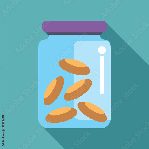Jar containing seeds in a flat design illustration representing food and storage