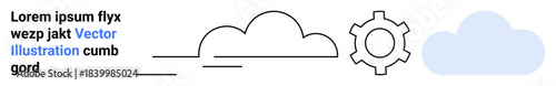 Cloud and gear with minimal lines, emphasizing innovation, sync, and technology. Ideal for tech startups, cloud computing, automation, innovation, app design development simple landing page