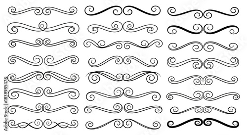 Elegant decorative flourishes and scrollwork elements add sophisticated flair to design projects, enhancing visual appeal with timeless charm and artistic detail.