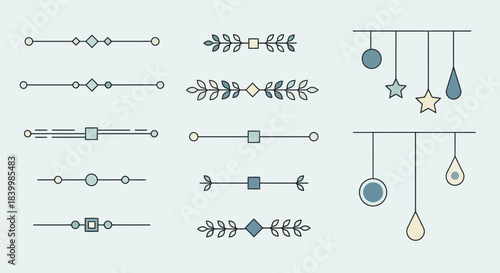 Elegant geometric and nature inspired line dividers and decorative elements perfect for modern design projects