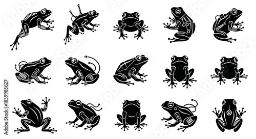 Whimsical robotic frogs blend nature and technology, perfect for science fiction, innovation, or unique design projects.