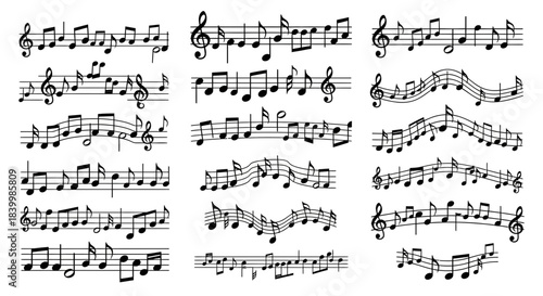 Captivating collection of diverse musical notation sheets, perfect for educational, creative, and performance contexts