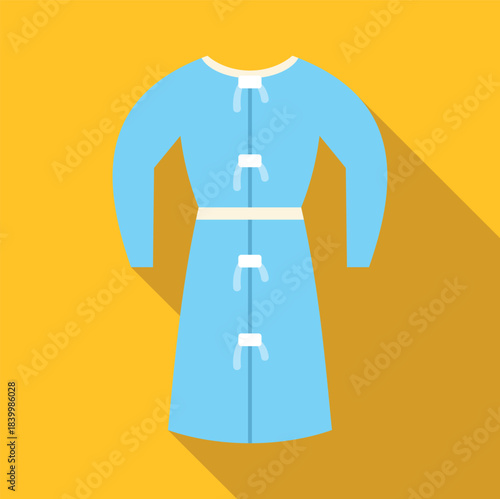 Blue patient gown with white ties for medical care