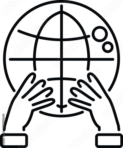 Hands holding terrestrial globe symbolizing global protection and care