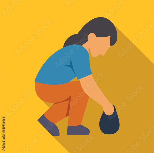 Woman cleaning environment, collecting trash for nature conservation