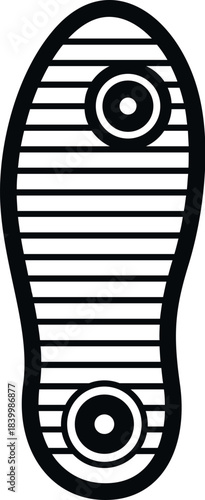Footprint showing the distinctive sole pattern of a shoe or boot in black and white