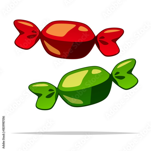 Christmas wrapped candy vector isolated illustration