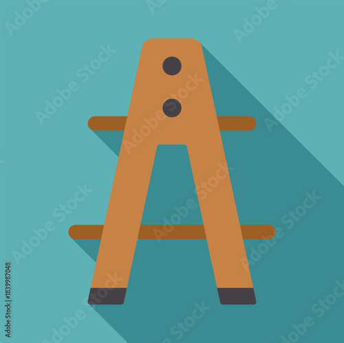 Brown wooden stepladder offering tool for renovation and climbing in illustration graphic