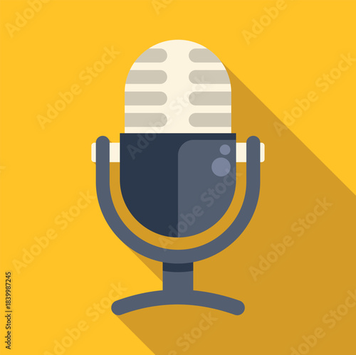 Vintage style microphone graphic representing audio recording and radio transmission