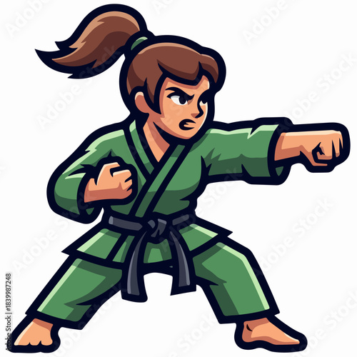 Young Martial Arts Girl Mascot Character
