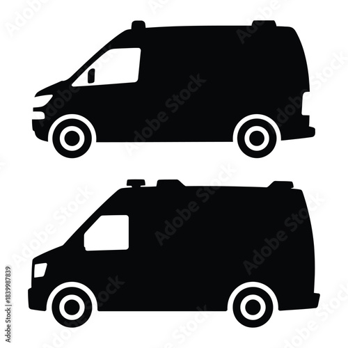 Emergency ambulance van Vector, Silhouette, Illustration