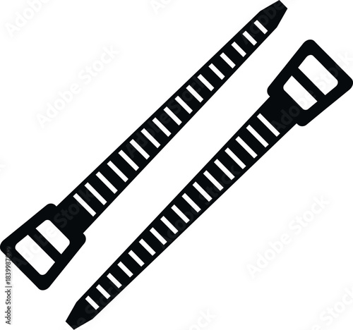 Black and white cable tie fasteners holding two items