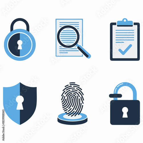 Security and Surveillance Modern Flat Vector Icons Set