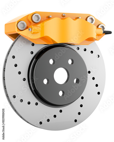 Car Disc Brake with Caliper, transparent background