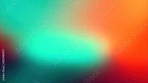 Vibrant orange teal white psychedelic grainy gradient color flow wave on black background, music cover dance party poster design