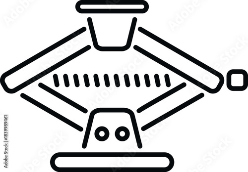 Scissor car jack outline icon lifting vehicle for maintenance or tire change