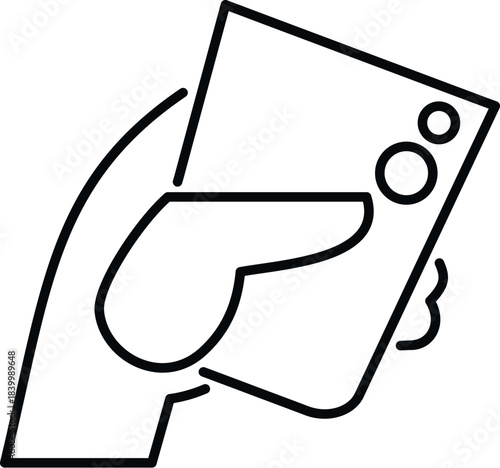 Hand holding smartphone capturing image with back cameras