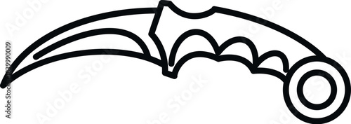 Stylized karambit knife outline illustrating self defense, combat, and weaponry