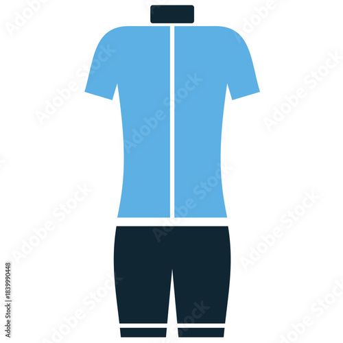 Cycling uniform icon vector for athletic gear and sports clothing. Symbolizes bicycling, racing, and active fitness apparel. Ideal for sports retail or event promotion.