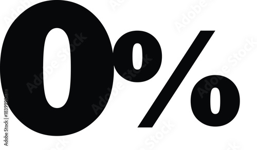 A bold black '0%' symbol displayed prominently on a clean white background, representing zero percent.