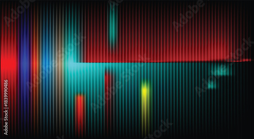 Abstract colorful vertical light lines create a dramatic digital background for.