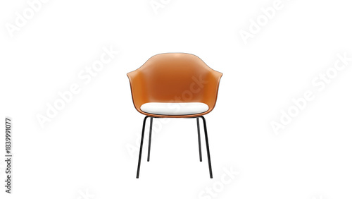 Modern Orange Chair Isolated on White Background