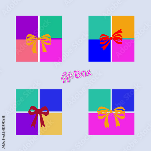 Gift box icon. Colorful gift boxes for the holidays. Abstract Gift Box Collection, Logo Set, Vector Design, Icon, Symbol