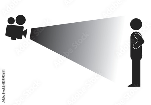 Isolated illustration silhouette stick figure camera angle from above for illustration photography in shooting technique.