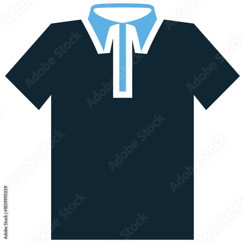 Golf shirt icon vector for sportswear and casual apparel. Symbolizes golf, preppy fashion, and comfortable athletic wear. Ideal for sports clothing retail or club branding.