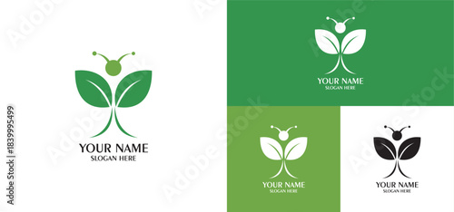 Green Nature Butterfly Logo With Leaf Motifs For Eco Brand Identity And Growth