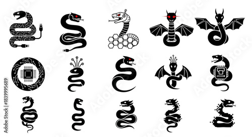 Unleash your creative vision with these striking snake designs, perfect for logos, tattoos, or edgy digital art projects, showcasing power and mystery