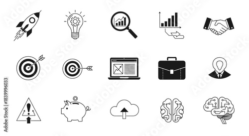 Quadro em tela Dynamic business icons ignite growth, target success, and inspire innovation for