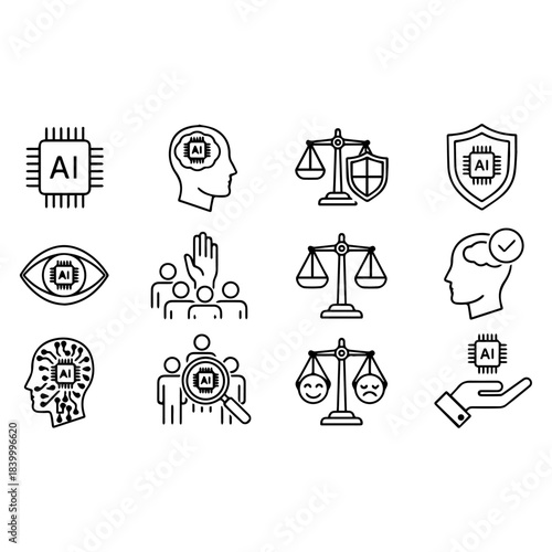 silhouette of Artificial Intelligence set