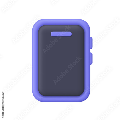 Purple smartphone with black screen. Technology, communication, mobile app and digital device concept. 3d vector icon. Cartoon minimal style.
