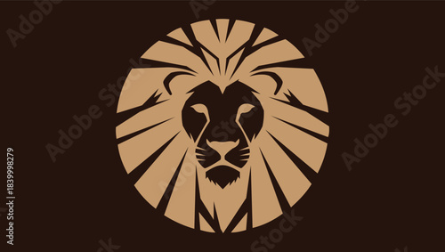Lion Head with Geometric Radial Mane Vector