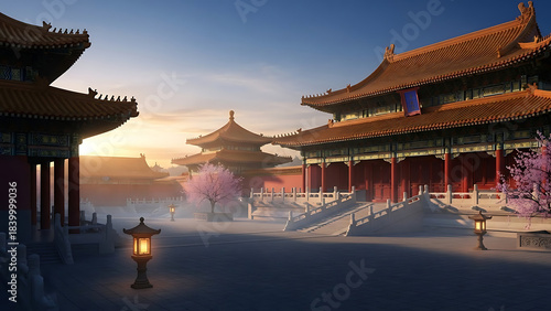 Majestic Forbidden City Palace at Golden Sunset
