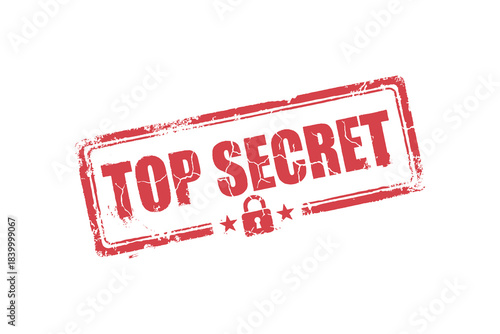 Top secret grunge rubber stamp. Top secret sign. Confidential information. Private information.