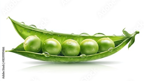 Fresh green peas in pod, water droplets