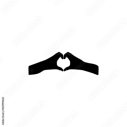 hand in black glove, love signf with hand