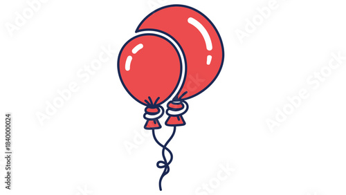 Red Balloons' Ascent: Two vibrant red balloons, tethered together by elegant strings, ascend gently. Their simple form sparks thoughts of joy and carefree moments, perfect for any joyous event.