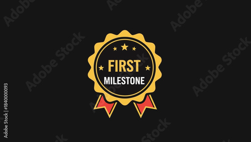 Achievement emblem: A sophisticated gold emblem, signifies the triumph of a noteworthy first milestone, with a touch of prestige and importance.