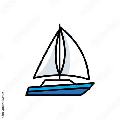 Paddle board vector icon in bold line cartoon style with a single paddle