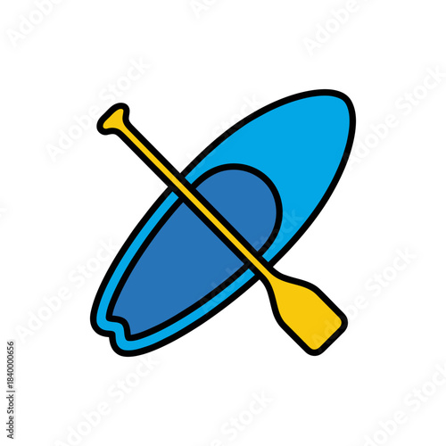 Sailboat vector icon in bold line cartoon style with billowing white sails