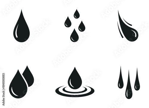 Water drop icons. liquid or fluid signs. weather and nature symbols. essential element symbols.